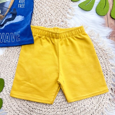Conj. Camiseta Summer Local e Bermuda - Azul Petróleo e Mostarda